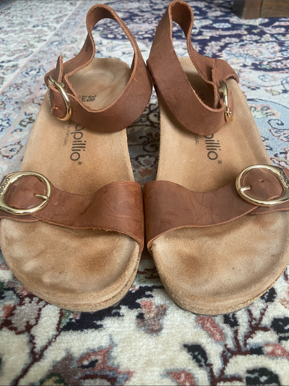 Birkenstock Papillio Soley Buckle Cork Wedge Sandal size 7 in Cognac - Picture 4 of 11